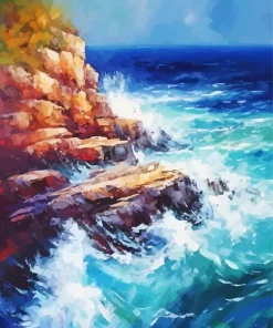 waves crashing on rocks Diamond Paints