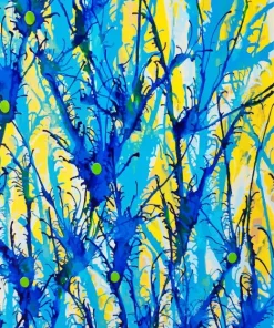 Abstract Blue Yellow Art Diamond Painting