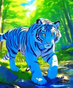Anime Blue Tiger Diamond Painting