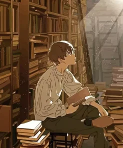 Anime Bookish Boy Diamond Painting