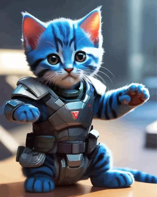 Baby Blue Cat Soldier Diamond Paints Baby Blue Cat Soldier Diamond Painting