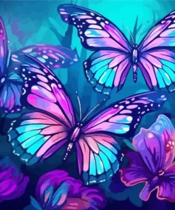 Blue And Purple Butterflies Diamond Painting