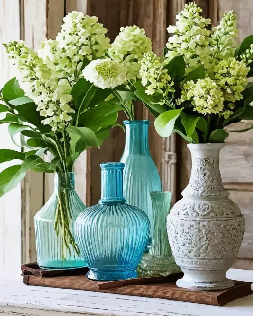 Blue Glass Vases Diamond Paints Blue Glass Vases Diamond Painting