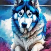 Blue Husky Dog Diamond Painting