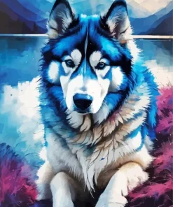 Blue Husky Dog Diamond Painting