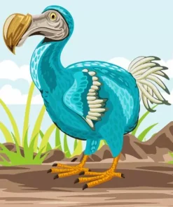 Cartoon Blue Dodo Bird Diamond Painting