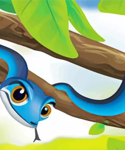 Cartoon Blue Racer Snake Diamond Painting