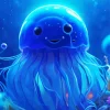 Cute Blue Jellyfish Diamond Painting