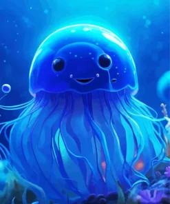Cute Blue Jellyfish Diamond Painting