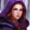 Purple Eyes Girl Diamond Painting