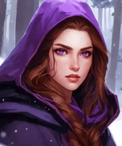 Purple Eyes Girl Diamond Painting