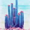 Floral Blue Cactus Diamond Painting