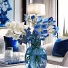 Flowers In Blue Glass Vase Diamond Painting