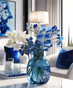 Flowers In Blue Glass Vase Diamond Painting