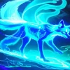 Neon Blue Kitsune Diamond Painting