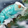 Snow Blue Chameleon Diamond Painting