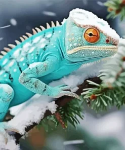Snow Blue Chameleon Diamond Painting