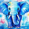 Splatter Blue Elephant Diamond Painting