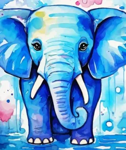 Splatter Blue Elephant Diamond Painting