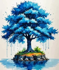 Splatter Blue Tree Diamond Painting