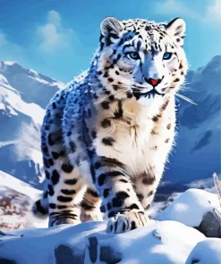 The Blue Eyed Snow Leopard Diamond Painting