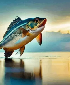 Bass Jumping Out Of Water Diamond Painting