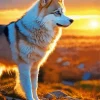 Beige Husky Diamond Painting