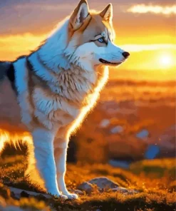 Beige Husky Diamond Painting