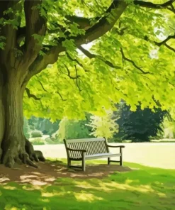 Bench Under A Tree Diamond Painting