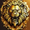 Black And Gold Lion Diamond Painting