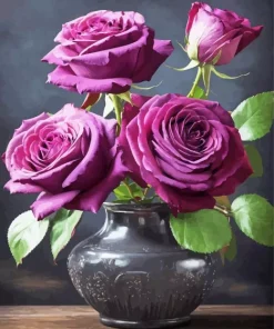 Black And Purple Flowers Diamond Painting