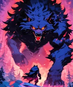 Black And Red Werewolf Diamond Painting
