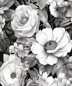 Black And White Flowers Diamond Painting
