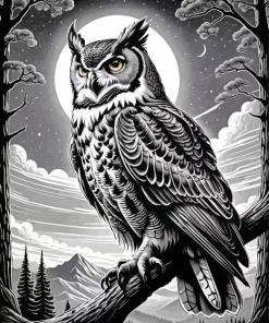 Black And White Owl Art Diamond Painting