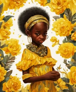 Black Girl in Yellow Diamond Painting