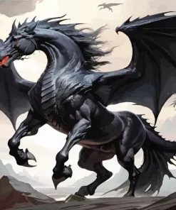Black Horse With Wings Diamond Painting