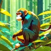Black Monkey In Forest Diamond Painting