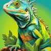 Blue And Green Chameleon Diamond Painting