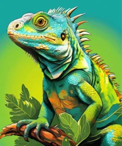 Blue And Green Chameleon Diamond Painting