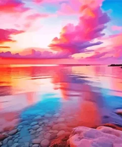 Blue And Pink Sunset Diamond Painting