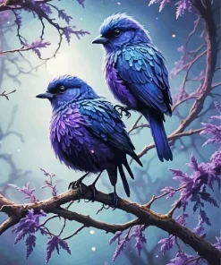 Blue And Purple Birds Diamond Painting