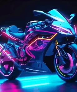 Blue And Purple Motorcycle Diamond Painting