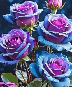 Blue And Purple Roses Diamond Painting