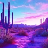 Blue And Purple Sunset Desert Diamond Painting