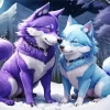 Blue And Purple Wolf Diamond Painting