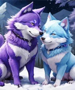 Blue And Purple Wolf Diamond Painting