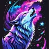 Blue And Purple Wolf Art Diamond Painting