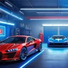 Blue And Red Cars Diamond Painting