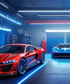 Blue And Red Cars Diamond Painting