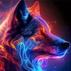 Blue And Red Fire Wolf Diamond Painting